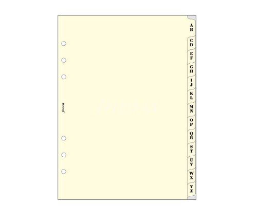 Filofax a5 organiser cream a-z index 2 letter/tab insert refill accessory 133053 for sale