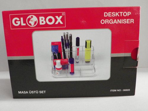 DESK TOP ORGANIZER  PENCIL PEN HOLDER CLEAR WHITE OFFICE SCHOOL HOME KIDS