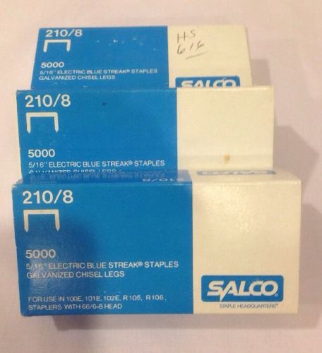 VINTAGE &amp; NEW SALCO #210/8 GALVANIZED 5/16&#034; LEG BLUE STREAK STAPLES 2.5X 5000 CT