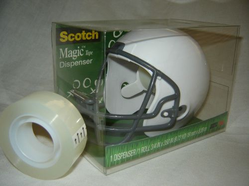 Scotch transparent tape dispenser white football helmet + exclusive bonus roll for sale