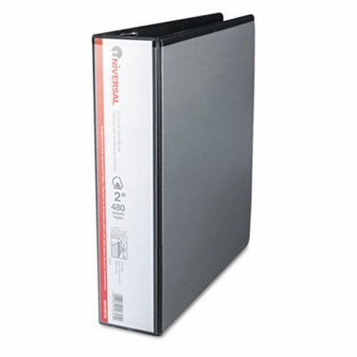 Universal Economy D-Ring Vinyl View Binder, 2&#034; Capacity, Black (UNV20745)