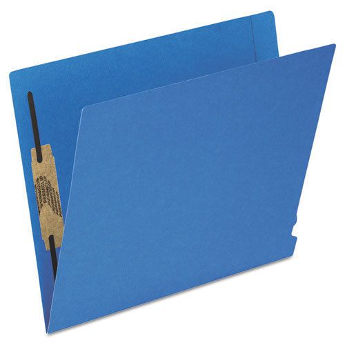 Reinforced End Tab Expansion Folder, Two Fasteners, Letter, Blue, 50/Box