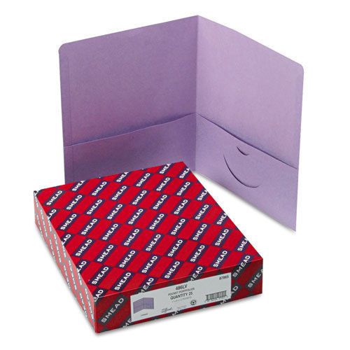 Two-pocket folders, embossed leather grain paper, lavendar, 25/box for sale