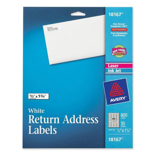 Avery Return Address Labels Laser &amp; Inkjet .5 x 1.75 Inches, Pack of 800 (18167)