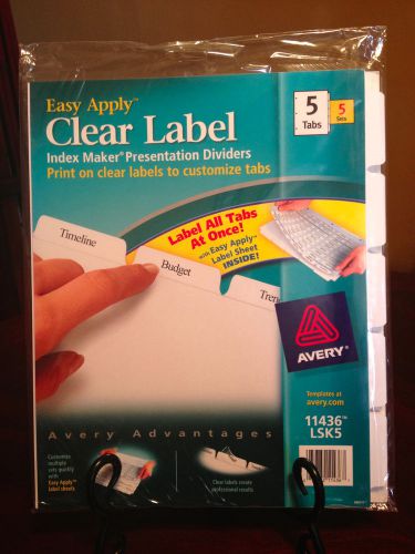 Avery 11436 Clear Label Index Maker Dividers 5 Tabs 5 Sets