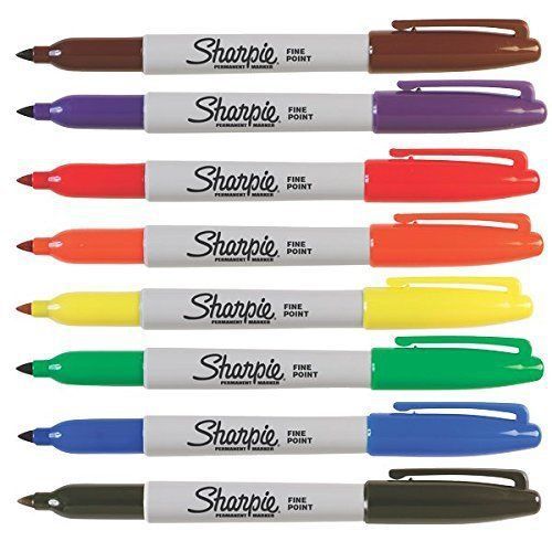 Sharpie Fine Permanent Marker Pens Assorted Colours Pack of 8 In Wallet