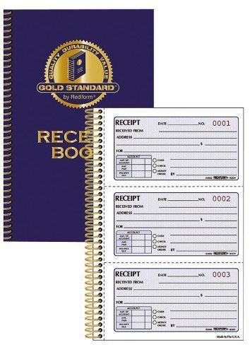 Gold Standard Carbonless Money Receipt Book 8 5 X 5.5 Set Per Book Red8l829