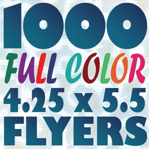 1000 4.25x5.5 quarter-letter size full color 2-side flyer printing on 100lb aq for sale