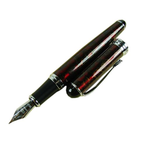 Jinhao 750 Fountain Pen Flower Dark Red Silver Trim  NJ284