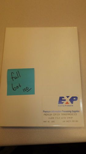 EXP brand copier transparencies with strip.