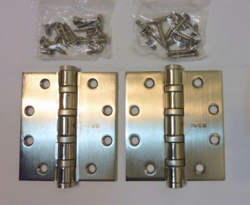 (2) Ives 5BB1HW 4.5 x 4&#034; US15 NRP Mortise Butt Hinges Ball Bearing SATIN NICKEL