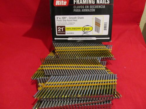 BOX OF GRIP RITE 3&#034; X 131&#034; PLASTIC STRIP ROUND HEAD SMOOTH SHANK 1100 NAILS