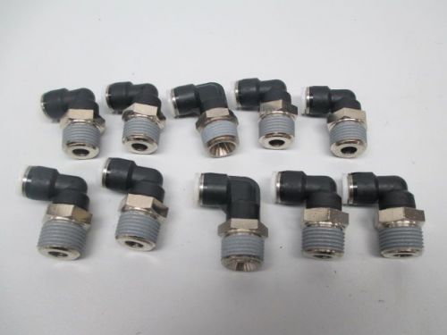 LOT 10 NEW PISCO T3/8 TUBE ADAPTOR 3/8IN HOSE 1/2IN NPT ELBOW D249339