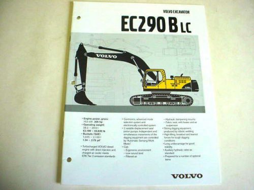 Volvo EC290B LC Hydraulic Excavator Brochure