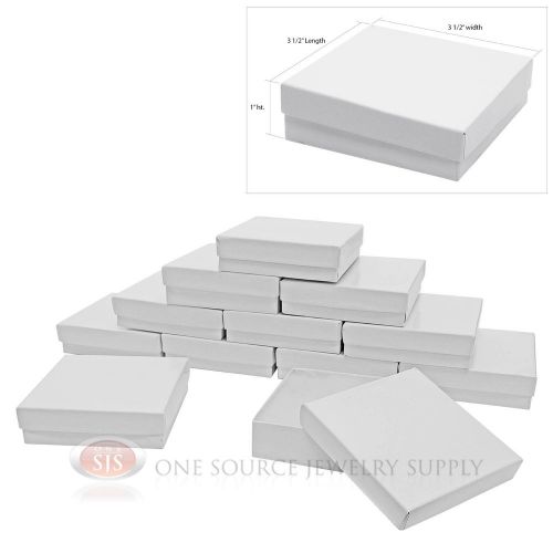 12 Gloss White Cotton Filled Gift Boxes 3 1/2&#034; X 3 1/2&#034; Jewelry Bangle Chain Box