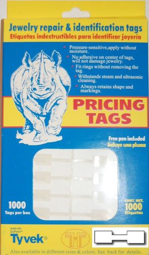 1000 Tyvek Sq Dumbell Ring Price Pricing Tag Jewelry repair &amp; ID Tag w/FREE Pen