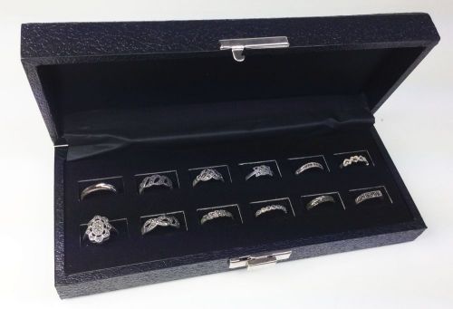 12 ring black display case jewelry solid top organizer travel storage for sale