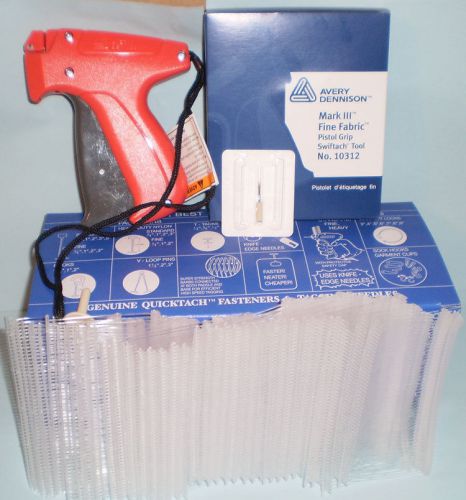 AVERY DENNISON FINE FABRIC CLOTHING PRICE TAGGING GUN + 5000 2&#034;  BARBS #10312