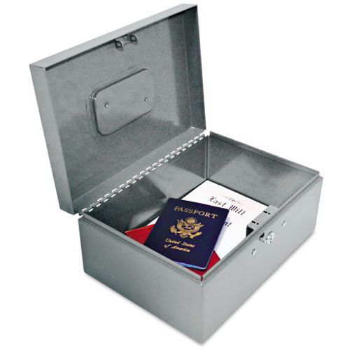 Locking Heavy-Duty Security Box, Tumbler Lock, Gray. Sold as Each