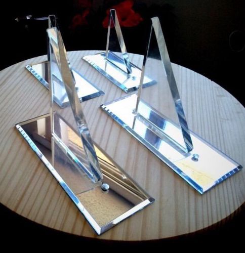 Lot of 4 LUCITE Acriilic Mirror Shelve Brackets Holders 6&#034; 8&#034; Mid Century Glam