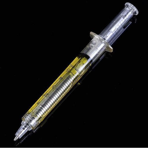 Novel needle tube tubing shaped ball point pen ballpen yellow free shipping for sale