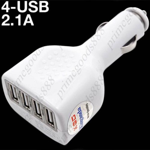 DC 12V 2.1A 4 USB Car Charger Adapter sale cheap discount low price prices White