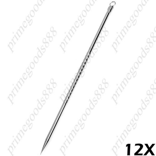 12 Dual End Handheld Stainless Steel Blackhead Pimple Acne Needle Extractor Skin