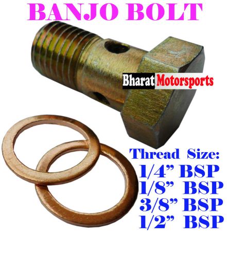 1/8 bsp 1/4 bsp  3/8 bsp 1/2 bsp banjo bolt  fuel line steel with copper washer for sale