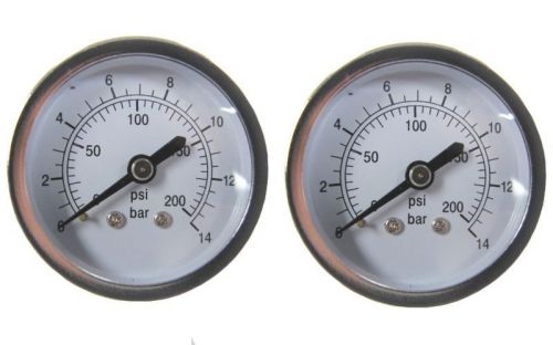 2 Air Compressor Pressure Hydraulic Gauges 2&#034; Face Back Mount 1/4&#034; NPT 0-200 PSI