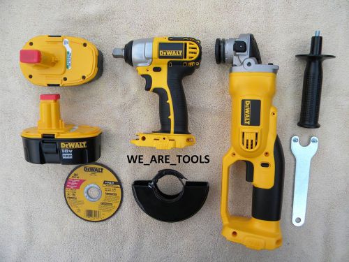 Dewalt dc820 18v 1/2&#034; cordless wrench,dc411 grinder,2 dc9096 battery 18 volt xrp for sale