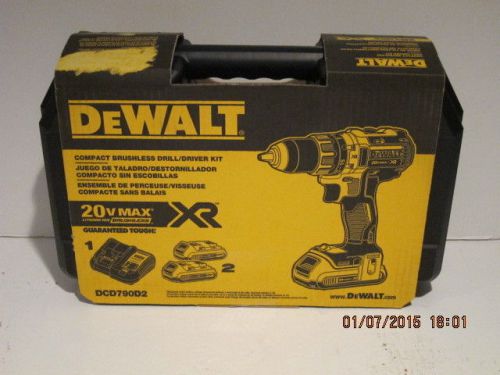 DEWALT DCD790D2 20V MAX Cordless Li-Ion 1/2&#034; Brushless Compact Drill/Driver NISB