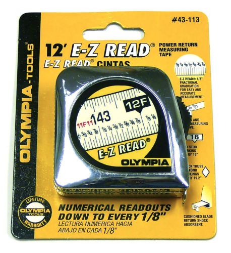 Measuring Tape - 1/2&#034; Wide X 12 FT Long - Power Return - Fract - 1/16&#034; Grads