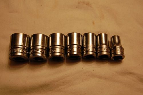 Snap-on 1/2&#034; Drive Sockets 7/16&#034;, 9/16&#034;, 5/8&#034;, 3/4&#034;, 13/16&#034;, 7/8&#034; &amp; 15/16&#034;