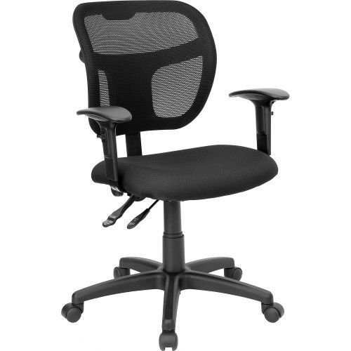 Flash furniture wl-a7671syg-bk-a-gg mid-back mesh task chair with black fabric s for sale