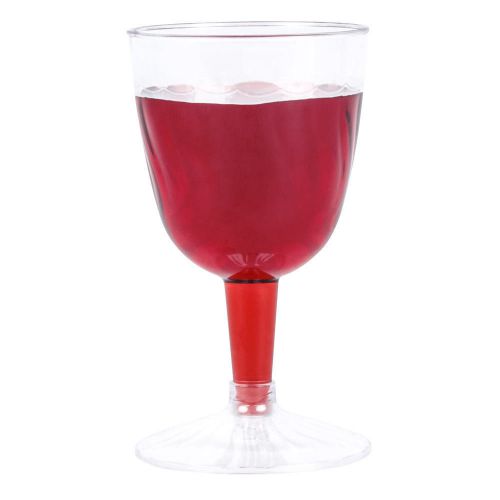 Pack of 60 CLEAR 5 oz. Plastic 2-Piece Wine Glass Flairware with Bonus Picks