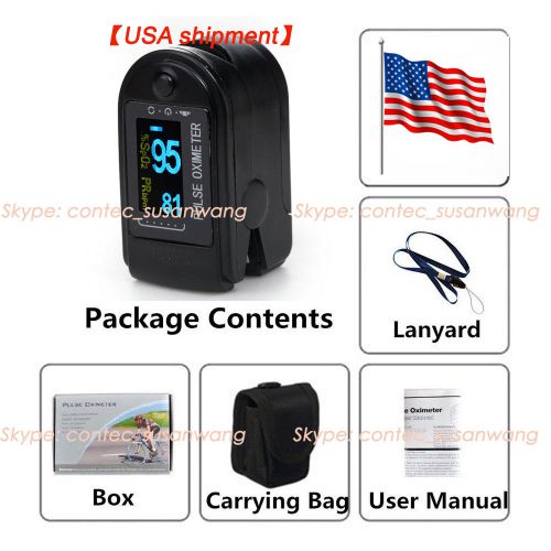 Fingertip Pulse oximeter,blood oxygen,spo2 monitor?USA shipment?50D Black