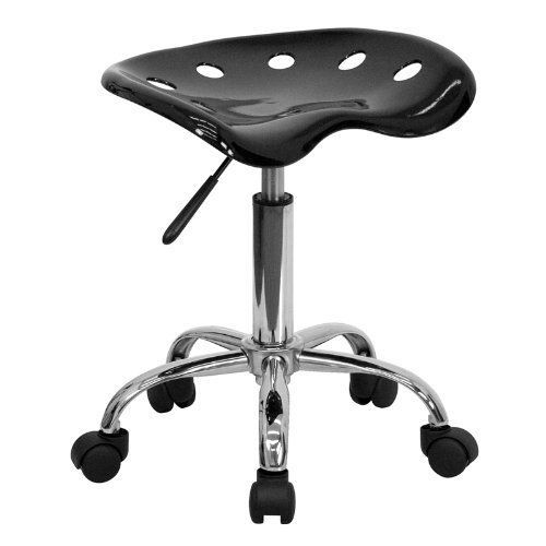 Tractor Seat Stool Chrome Base Adjustable Pneumatic Black Office Workshop Desk