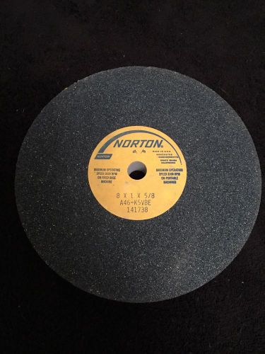 New norton 8 x 1 x 5/8 straight grinding wheel a46-k5vbe 141738 3100-3600 rpm for sale