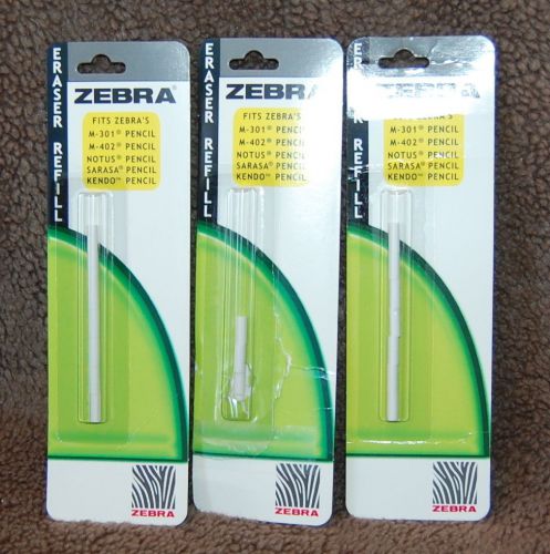 ZEBRA ERASER REFILL 3 PACK FITS M-301 M-402 NOTUS SARASA KENDO