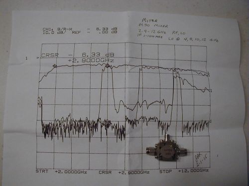 Miteq double balanced mixer type m30 2.9-12 ghz tested w/plot for sale