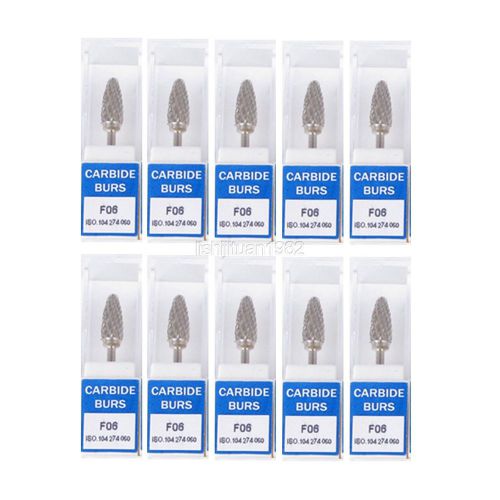 10pcs Tungsten Steel Burs for Dental Lab Drill Micromotor Polisher Handpiece