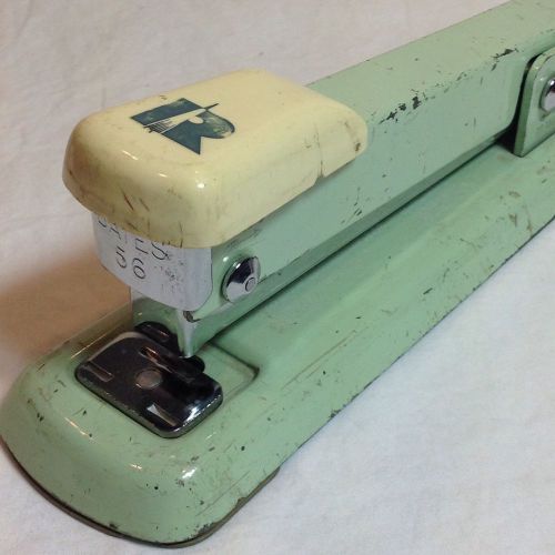 Vtg 1950s Bates Atomic Age Metal Stapler #56 Minty Green Working USA