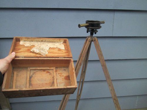 BOSTROM NO. 2 FARM TRANSIT LEVEL SURVEYING WITH BOX TRIPOD