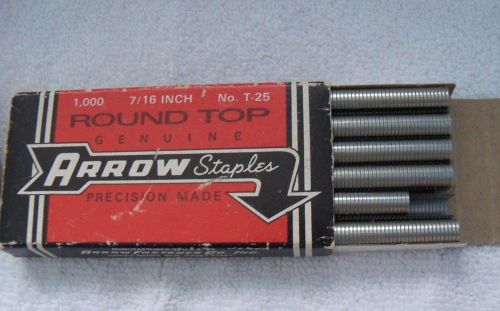 Vintage ARROW Staples No. T-25 Round Top 7/16&#034; USA box of 1000 (minus a few)