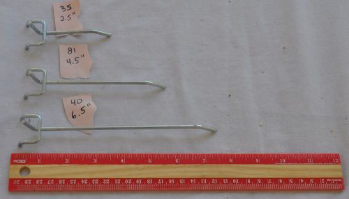 156 Steel 3mm PEGBOARD HOOKS PEGS 35-2.5&#034; 81-4.5&#034; 40-6.5&#034; UNUSED