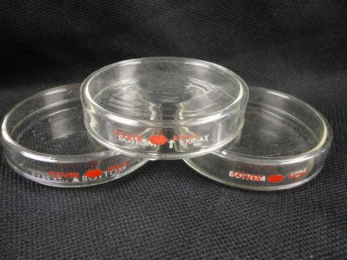 Lot of 3: kimax glass 4&#034; petri dishes_top/bottom x 3_glassware lab science 100mm for sale