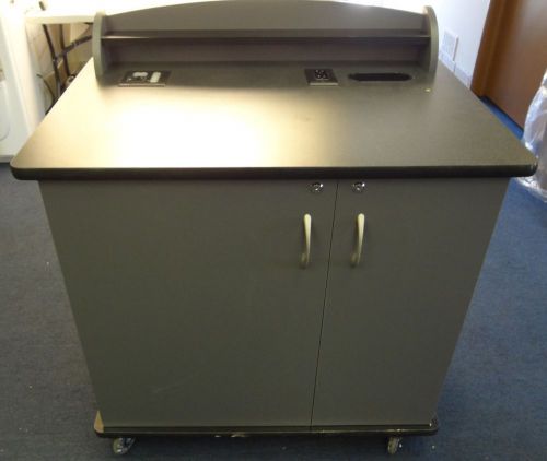 Multimedia Lectern w Casters &amp; Locking Doors Presentation Desk - FREE SHIPPING!!