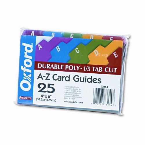 Oxford Card Guides, Alpha, 1/5 Tab, Polypropylene, 4 X 6 Set of 25