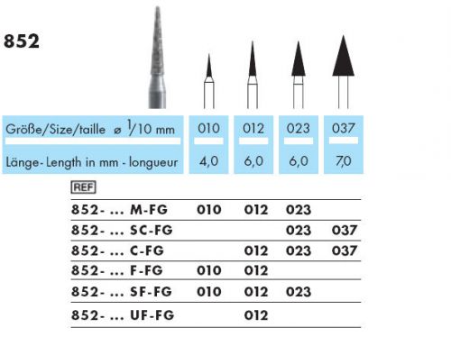 ISO DIAMANT (852) GERMAN DENTAL DIAMOND BURS BEST QUALITY