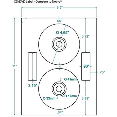 Compulabel White CD/DVD Labels for Laser and Inkjet Printers, Comparable to N...